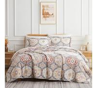 Southshore Fine Living, Inc. Oversized XL/Twin Patchwork Duvet Cover Set Ultra-Soft Brushed Microfiber Comforter Cover Zipper Closure Includes 1 Twin Duvet & 1 Pillow Sham, Kilim Natural