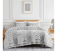 Southshore Fine Living, Inc. Patchwork Duvet Cover Twin/Twin XL - Hotel Quality Reversible Twin Bedding Set, Easy Care - Twin Duvet Cover Set with Matching Pillow Sham - Global Patchwork Grey