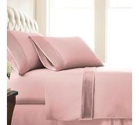 Southshore Fine Living, Inc. Pleated Hem, 21-Inch Deep Pocket Split King Sheets Sets for Adjustable Bed, 5-Piece King Split Sheets Set, 2 Fitted, 1 Oversized Flat, 2 Pink Pillow Cases, Pastel Pink