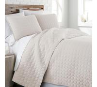 Southshore Fine Living, Inc. Quilted Summer Bedspread, Summer Bedding Sets Queen with 2 Quilted Pillow Shams, Geometric Circle Design Coverlet Queen/Full Size Bedspread, Lightweight Quilt, Bone