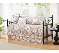 Southshore Fine Living, Inc. Twin Daybed Comforter Set, 6-Piece Twin Boho Bedding Set with Daybed Cover, 3 Pillow Shams, Bed Skirt, Throw Pillow - Day Bed Quilt Set, Kilim Natural