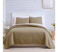 Southshore Fine Living, Inc. Twin Quilt Bedding Set, Soft Brushed Microfiber Taupe Quilts, Twin/XL Coverlet Bedspread, Wrinkle & Pet Hair Resistant Bedding with 1 Pillow Sham, Taupe