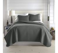 Southshore Fine Living, Inc. Twin Summer Quilts Set, Quilted Grey Bedspread Twin/XL Quilts with Matching Pillow Sham, Soft Microfiber, Lightweight Quilt Coverlet Set, Easy Care, Slate Grey