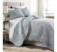 Southshore Fine Living, Inc. Twin XL Quilt Set, Dorm Bedding Essentials, Stain Resistant, Machine Washable Paisley Boho Bed Spread, Twin XL Quilt Bedspread Set w/Quilted Pillow Sham, Paisley Aqua