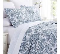 Southshore Fine Living, Inc. XL Twin Quilt Paisley Bedding Set, Quilted Twin Bedspread, Gorgeous Lightweight Coverlet, Twin/XL Quilt Set & Matching Sham, Blue Paisley