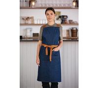 Southside X-Cross Back Apron Denim Blue Tan Ties