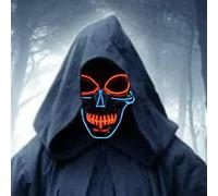 SOUTHSKY LED Mask Spooky Full Skull Face Horror Masks Neon Light Up Glowing Night For Halloween Grim Reaper Spooktacular Costume Cosplay Party
