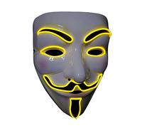 SOUTHSKY LED Mask V For Vendetta Neon EL Wire Light Up For Halloween,Christmas,Carnival,Festival,Costume Cosplay Party (V-Yellow)