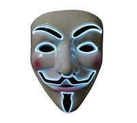 SOUTHSKY LED Mask, V For Vendetta Theme, Unisex Mask for Halloween, Holiday Party, Cosplay - Pvc, Lightweight, 3 Light Modes, Battery Operated