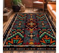 Southwest Area Rug, 70x140cm Tribal Colorful Bohemian Ethnic Style Bedroom Rugs, Abstract Geometric Plaid Aztec Tribal Totem Print Indoor Deep red Carpet for Bedroom, Entrance, Dining Table, Office