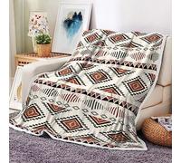 Southwest Aztec Throw Blanket, Beige Southwestern Native Tribal American Blanket, Geometric Vintage Flannel Soft Blanket Cover for Couch Chair Bed Outdoor Travel 50×60 inch