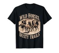 Southwest Cowboy Cowgirl Wild Horses Dusty Trails T-Shirt