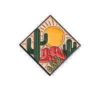 Southwest Desert Cactus Enamel Pin Badge Sun Cacti Landscape Design Metal Lapel Pin For Jackets Bags Hats Clothing Accessories 2.1cm x 2.1cm