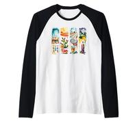 Southwest Desert Road Trip Watercolor Art Raglan Baseball Tee