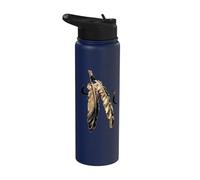 Southwest Native American Indian Tribal Art Feathers Stainless Steel Insulated Water Bottle
