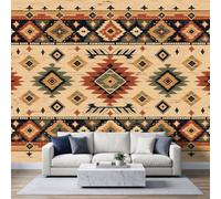 Southwest Native American Style Wall Mural 300x210cm, Aztec Diamond Pattern Poster Mural, HD 3D Print Non-Woven Photo Wallpaper, Modern Living Room Bedroom TV Backdrop Wall Decoration