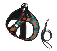 Southwest Pattern, Native American No Pull Dog Harness and Leash Set, Cute Reflective Adjustable Vest for Small Dogs,Breathable Mesh Puppy Harness for Walking Hiking,Medium