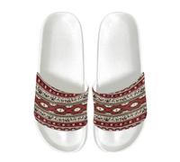 Southwest Red Aztec Native American Womens Shower Slippers Slip on House Slide Sandals with Non Slip Rubber Sole Slide Flip-flops