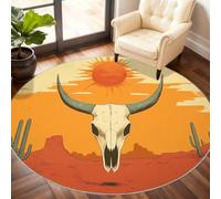 Southwest Round Rug 90cm, Retro Tribe Circle Rugs, Desert Scenery Rug, Washable Round Carpet for Kitchen Dining Living Room Bathroom Beneath the Furniture