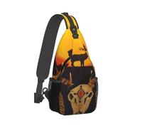 Southwest Texas Native Medicine Wheel Cow Skull Men Women Shoulder Backpack Casual Daypack Lightweight Sling Bag For Cycling Hiking Outdoor
