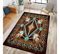Southwestern Area Rug 4x6 Washable Bedroom Rug,Aztec Tribal Rugs Native American Throw Rugs Vintage Rug Non Slip Entryway Area Carpet Soft Floor Carpets Mat for Living Room,Dining Room,Laundry