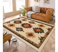 Southwestern Aztec Area Rug 200x280cm Ethnic Indian American Design NonSlip Washable Short Pile Perfect for Living Room & Bedroom Brown Large Carpet