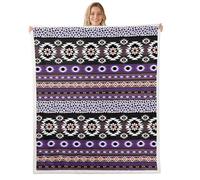 Southwestern Aztec Kids Throw Blanket,Geometric Abstract Leopard Cheetah Skin Bed Blanket,Cowboy Tribal Ethnic Bohemia Girls Boys Sofa Decor,Exotic Purple Fuzzy Blanket,Queen Size (90 x 90 Inches)