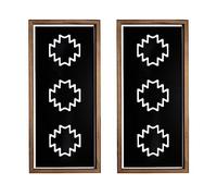 Southwestern Aztec Wall Decor, Native American Wood Wall Art Print Navajo Tribal Western Modern Boho For Home Living Room Bedroom Bohemian Geometric Rectangular Frames Hanging Farmhouse Style