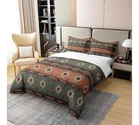 Southwestern Bedding Duvet Cover Set 100% Cotton King Size Geometric Pattern Bedding Set Decor Native American Design Comforter Cover Set Tribal Orange Blue Bedspread Cover Bedroom Bedclothes