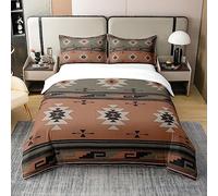 Southwestern Bedding Duvet Cover Set 100% Cotton Queen Size Geometric Pattern Bedding Set Native American Design Comforter Cover Set Tribal Orange Blue Bedspread Cover Bedroom Bedclothes