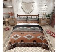 Southwestern Bedding Duvet Cover Set 100% Cotton Queen Size Geometric Pattern Bedding Set Native American Design Comforter Cover Set Tribal Orange Blue Bedspread Cover Bedroom Bedclothes