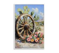 Southwestern Cactus Wagon Wheel, 16 x 24 Inch Framed Gi Print | Stupell Industries · By Franklyn Gregory · Ready to hang · Great for living room or lounge · Made in USA