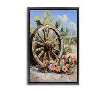 Southwestern Cactus Wagon Wheel, 20 x 30 Inch Canvas in Floater Frame | Stupell Industries · By Franklyn Gregory · Ready to hang · Great for living room or lounge · Made in USA