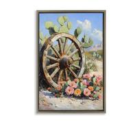 Southwestern Cactus Wagon Wheel, 20 x 30 Inch Canvas in Floater Frame | Stupell Industries · By Franklyn Gregory · Ready to hang · Great for living room or lounge · Made in USA