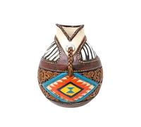 Southwestern Decorative Vase - Aztec Navajo-Inspired Resin Flower Vase with Faux Leather Tooled Floral Pattern and Braided Accent Design - Ideal for Floral Displays & Home Decor - Rustic Home Accent