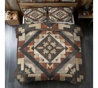 Southwestern Emperor Duvet Cover Set, Western Tribal Aztec Bedding Set, Microfiber Soft Reversible Quilt Cover 290x235 + 2 Pillowcase, Zipper Closure, Bedroom Decor BhT38