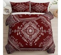 Southwestern Geometry Pattern Duvet Cover Sets Red-Brown Quilt Bedding Set with Pillowcases, Soft Easy Care Reversible Small Single Duvet Cover for Boys Girl Kids Bedroom, 120 x 150 cm
