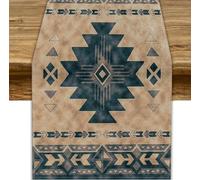 Southwestern Table Runner, Ethnic Traditional American Boho Aztec Abstract Geometric Table Runner for Farmhouse Kitchen Indoor Outdoor Decoration, 13x36inch