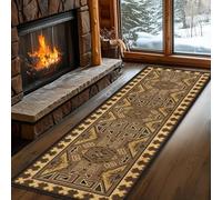 Southwestern Tribal Raztec Runner Carpet -60x120cm, Native American Indian Individual Rug, Western Rug for Hallway Bedroom Kitchen Carpet， With Non-Slip Backing Room, Brown, Gray, Black, Yellow