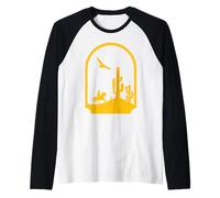 Southwestern USA Cowboy Horse and Cactus Design Raglan Baseball Tee