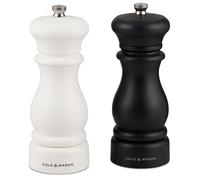 Southwold Black White Salt and Pepper Mill Set, Adjustable Grind, ABS Plasti...