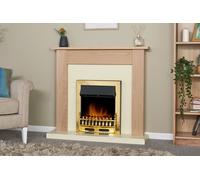 Adam Southwold Fireplace in Oak & Cream with Blenheim Electric Fire in Brass, 43 Inch