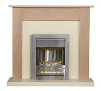 Adam 2kW Southwold Fireplace in Oak & Cream w/ Electric Fire, Brown