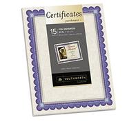 Southworth Foil Enhanced Parchment Certificate, 8.5" x 11", 24 lb, Ivory, Blue/Silver Border, 15 Sheets (CT1R)