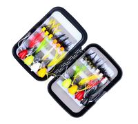 SOUUXIU Pack of 20pcs Fly Fishing Lures, Fly Fishing Assorted Kit，Trout Salmon Bass Popper Hooks with Storage Box for Lake, Stream and Reservoir Pond (20pcs)