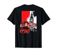 Souvenir London T-shirt City Bus Vintage UK Flag British Tee