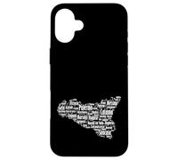 Souvenir Sicilia con mappa e nomi città siciliane Italia Case for iPhone 16 Plus