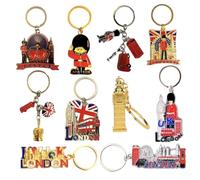 Souvenirs 10 London KeyRings - British Gift KeyChains Key Chain - Great Britain Icons Union Jack Brelock UK Metal KeyRing - England British Key Ring - Bus Big Ben Key Chain