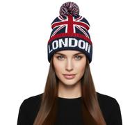 Souvenirs London Hats Union Jack Hat Thermal Winter Hats Knitted Pom-Pom Men Women Unisex