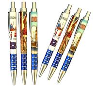 Souvenirs Set of 6 London Iconic Pen - UK London Pens - British England Pen - Union Jack Pen, UJ UK Gift Set